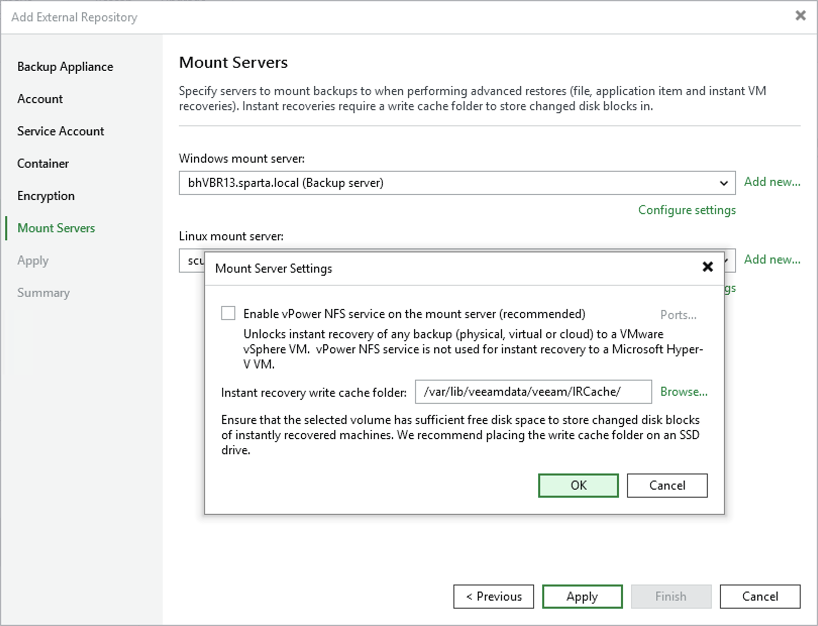 Step 7. Specify Mount Server Settings