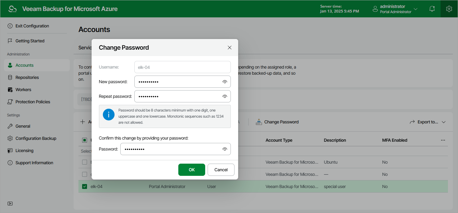 Changing User Passwords
