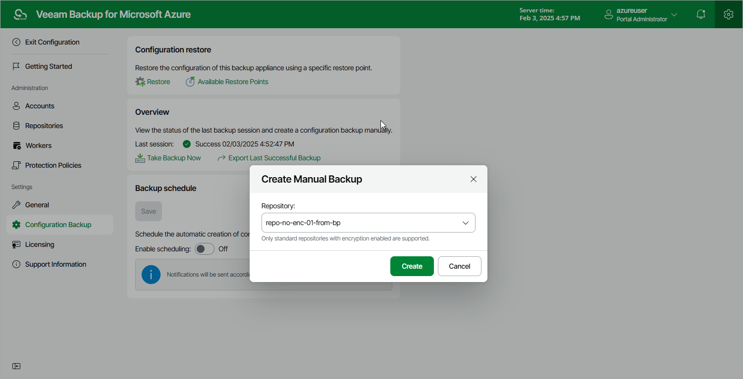 Creating Configuration Backup Manually