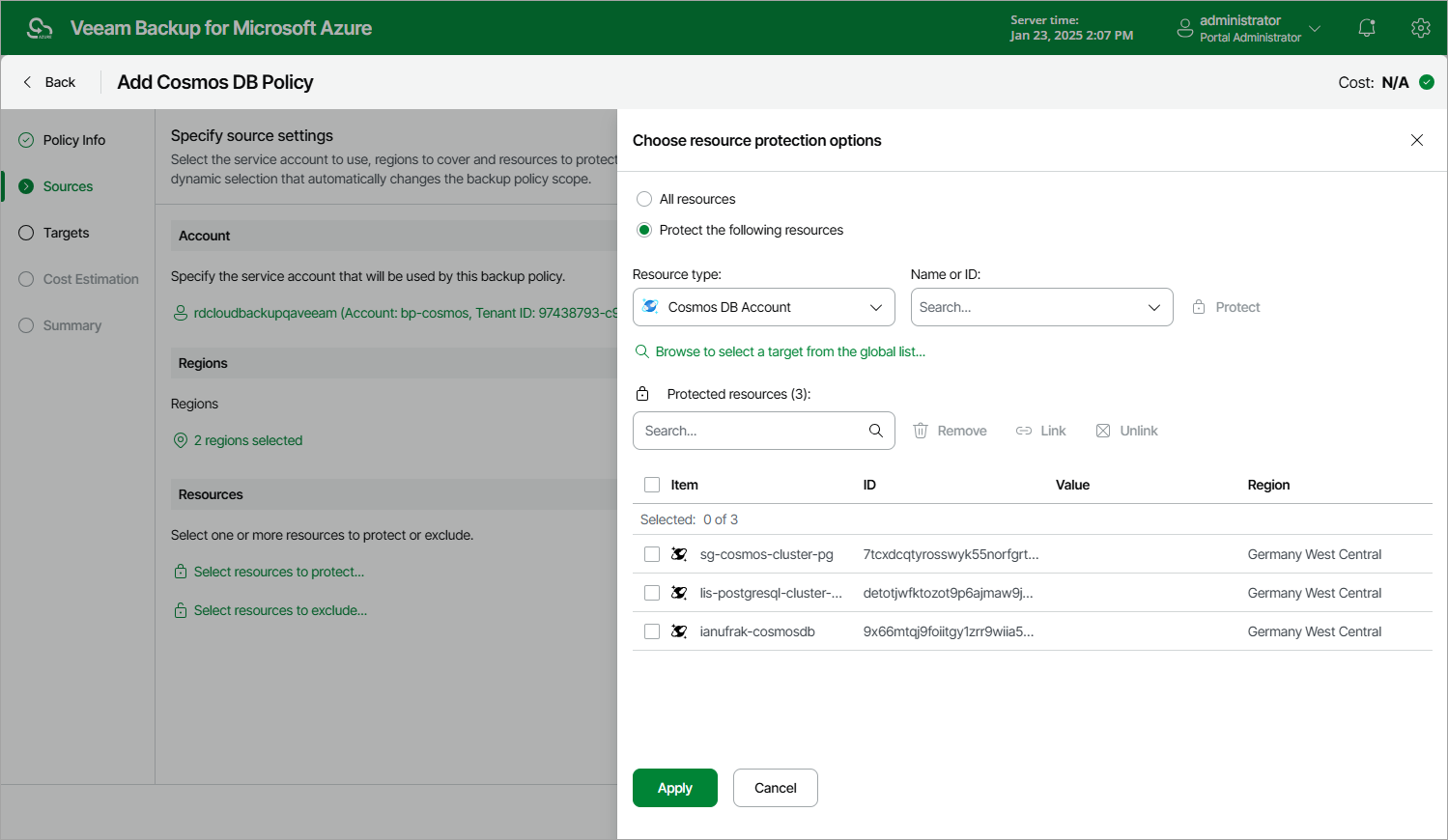 Adding Cosmos DB Backup Policy