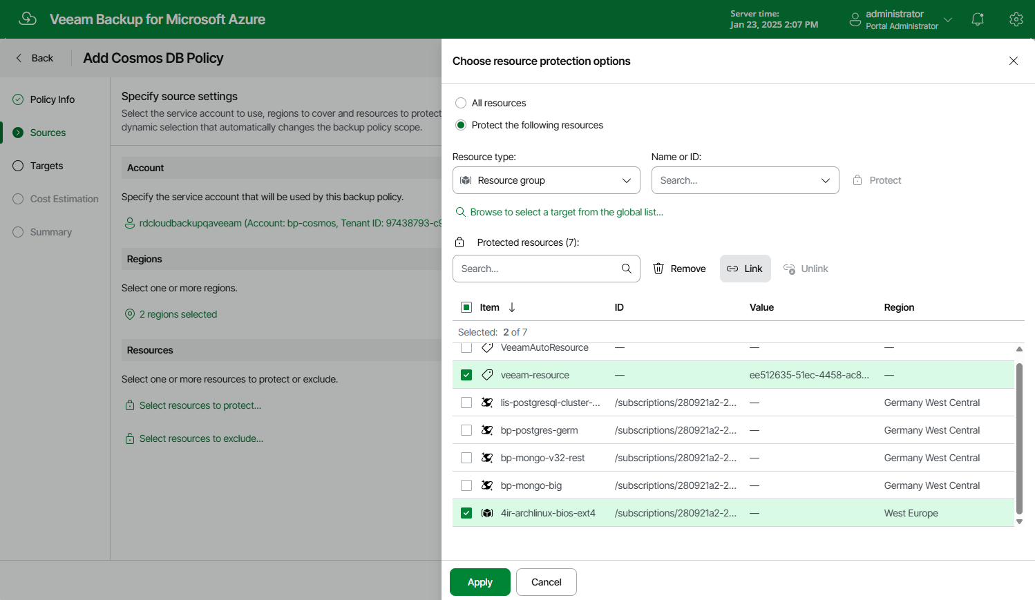 Adding Backup Policy