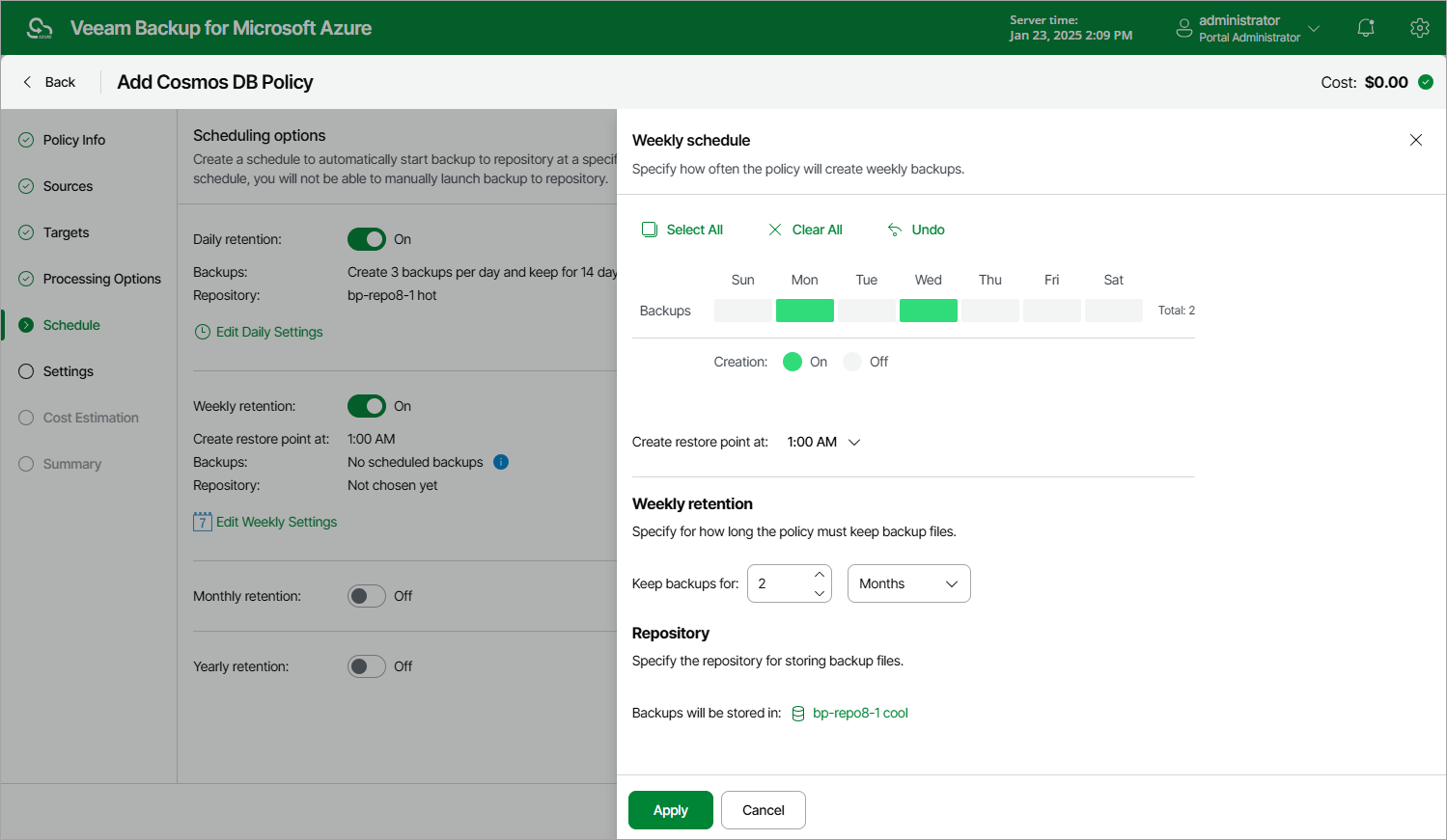 Adding Backup Policy