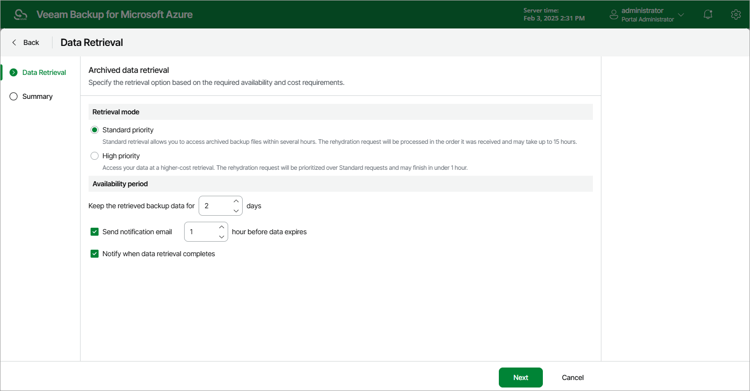 Retrieving Data from Archive
