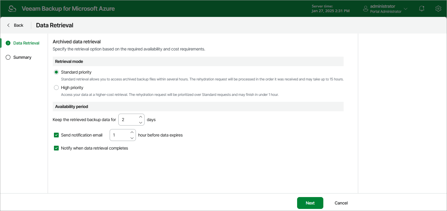 Retrieving Data from Archive