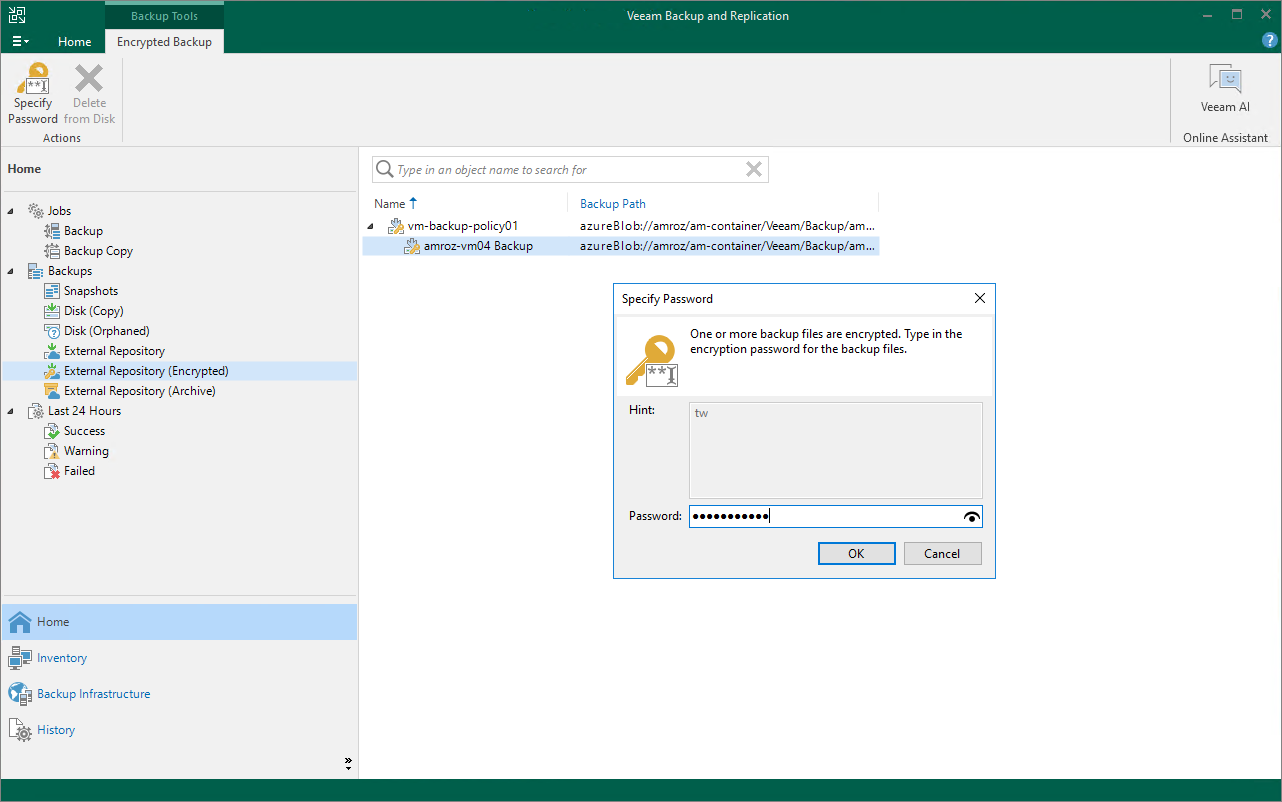 Backup decryption