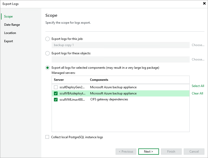 Export logs