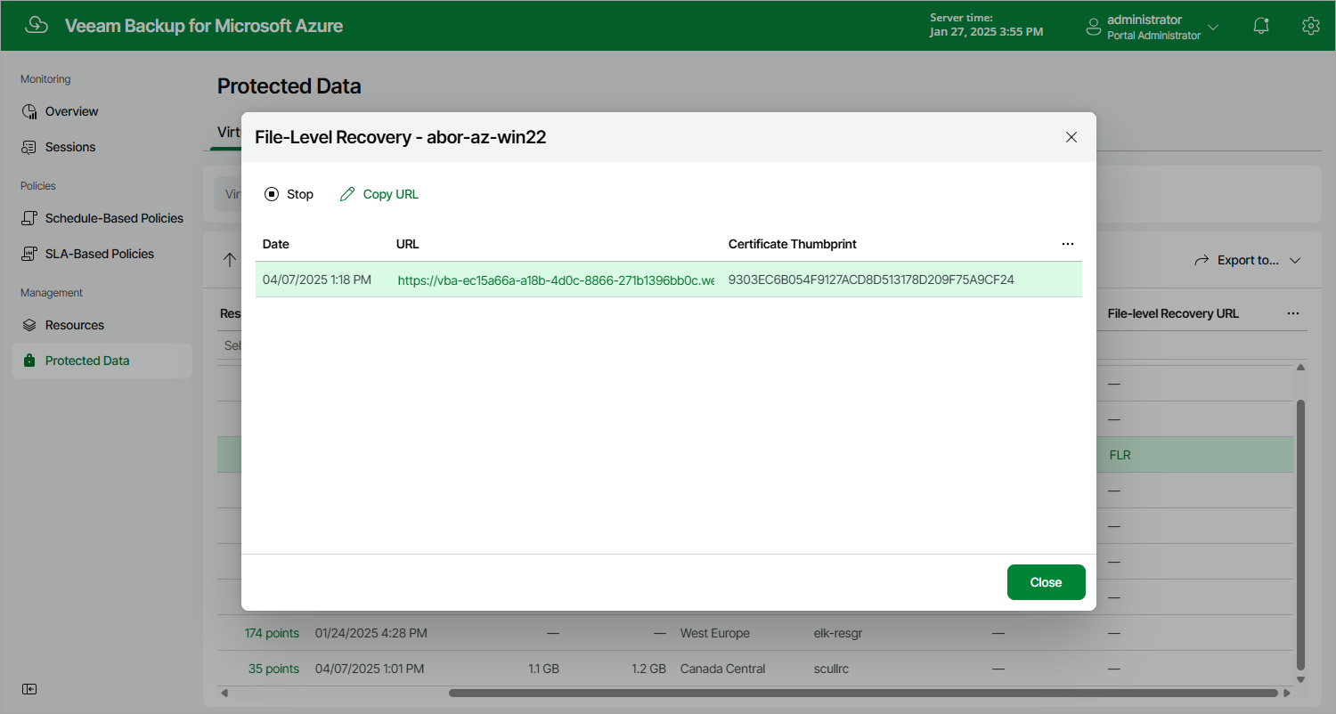 Opening File-Level Restore Browser
