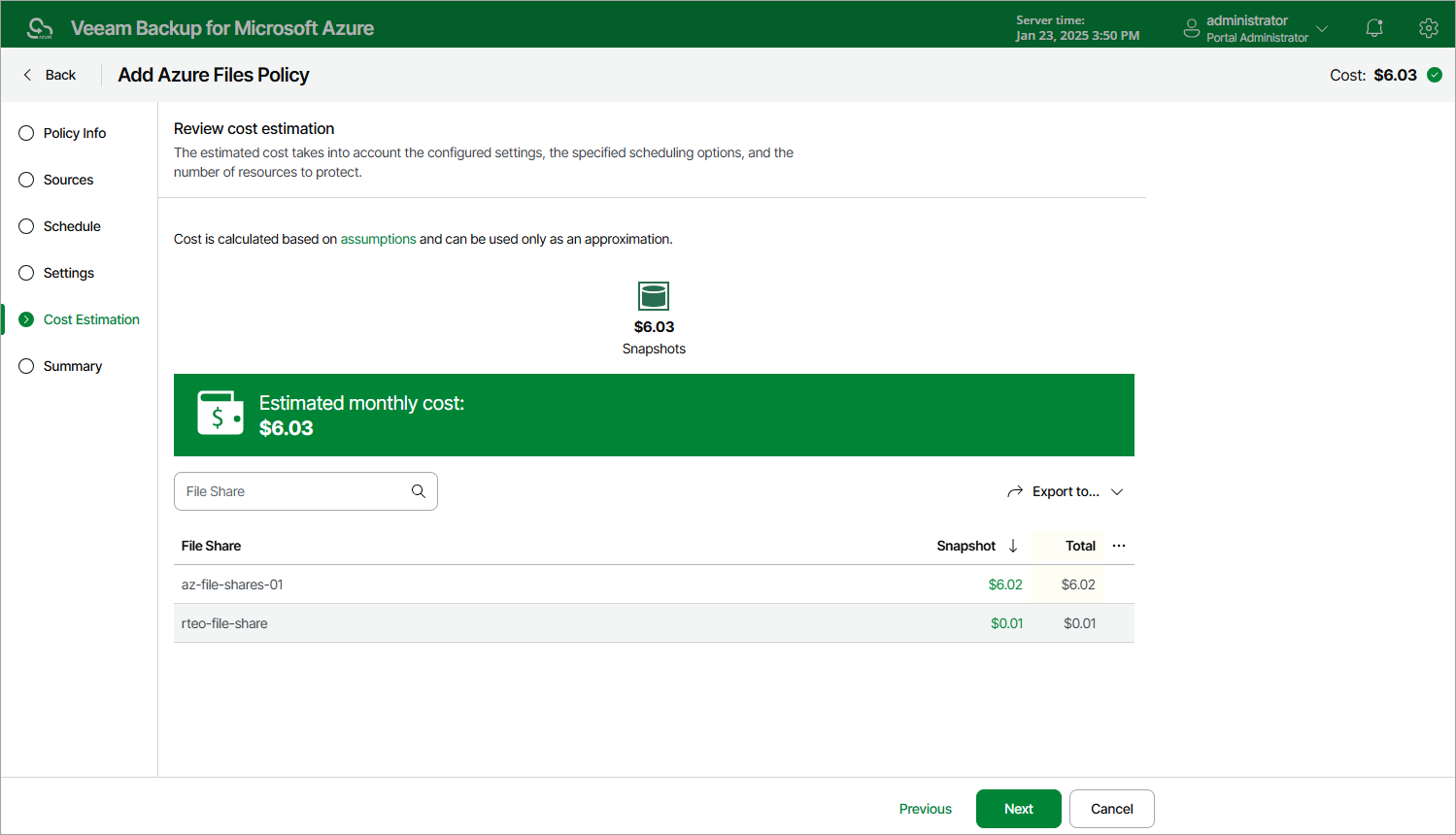 Adding Backup Policy