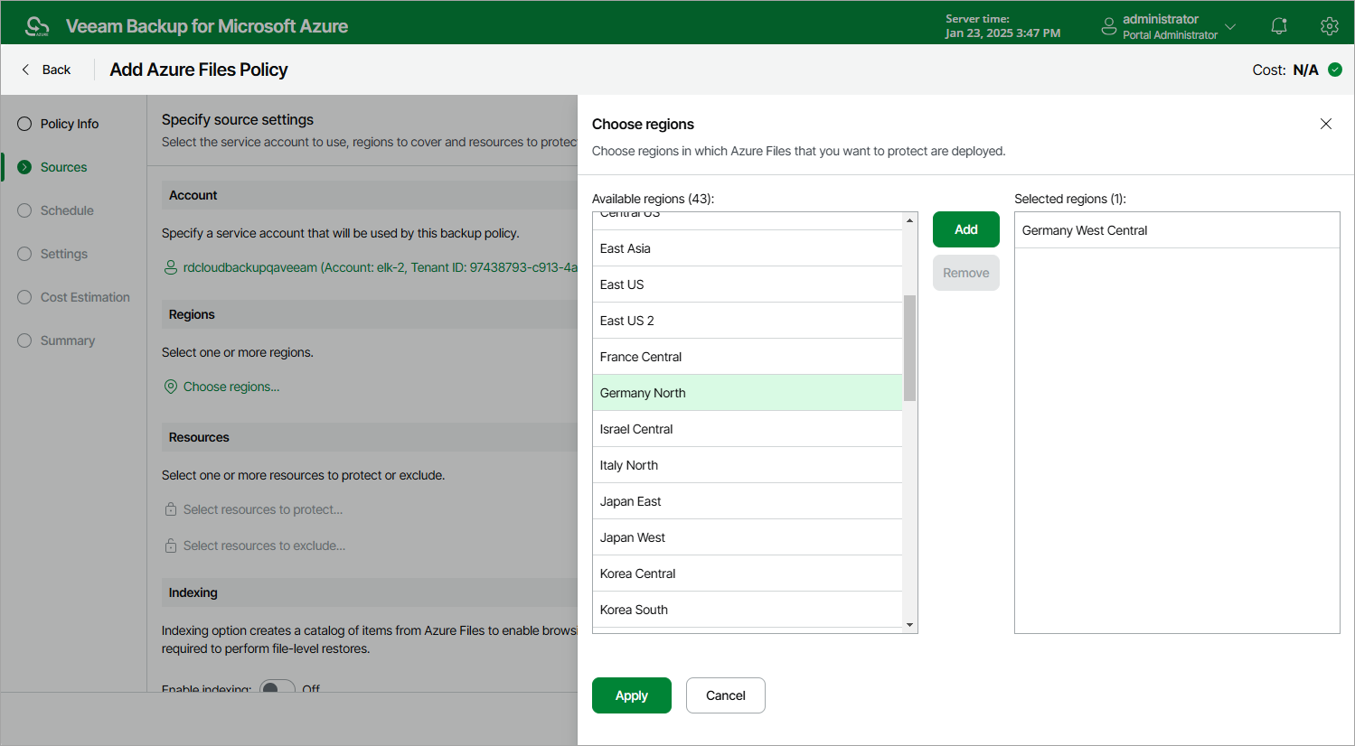 Adding Backup Policy