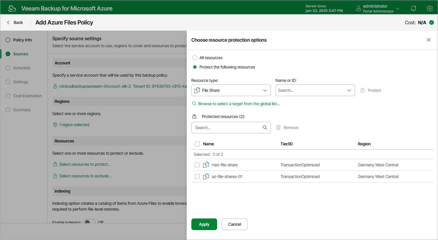Adding Backup Policy