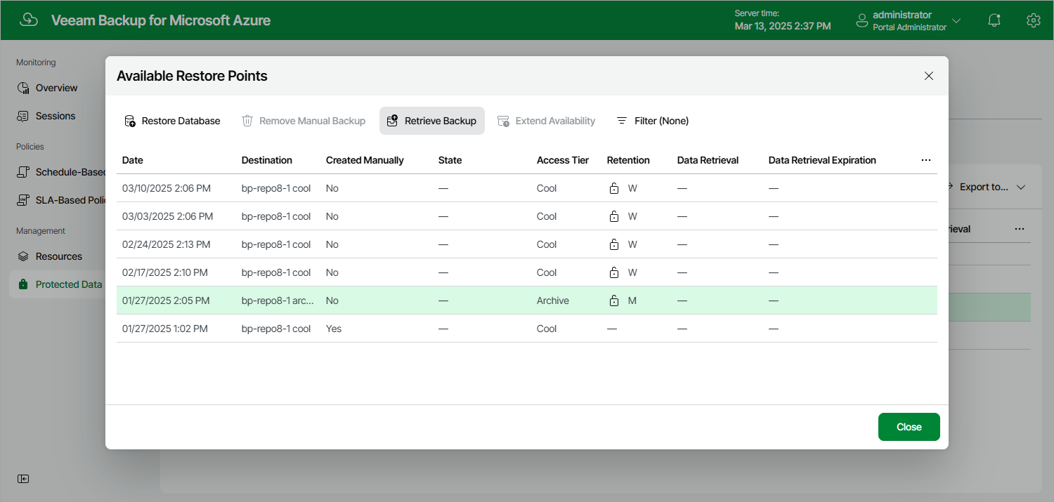 Retrieving SQL Data from Archive