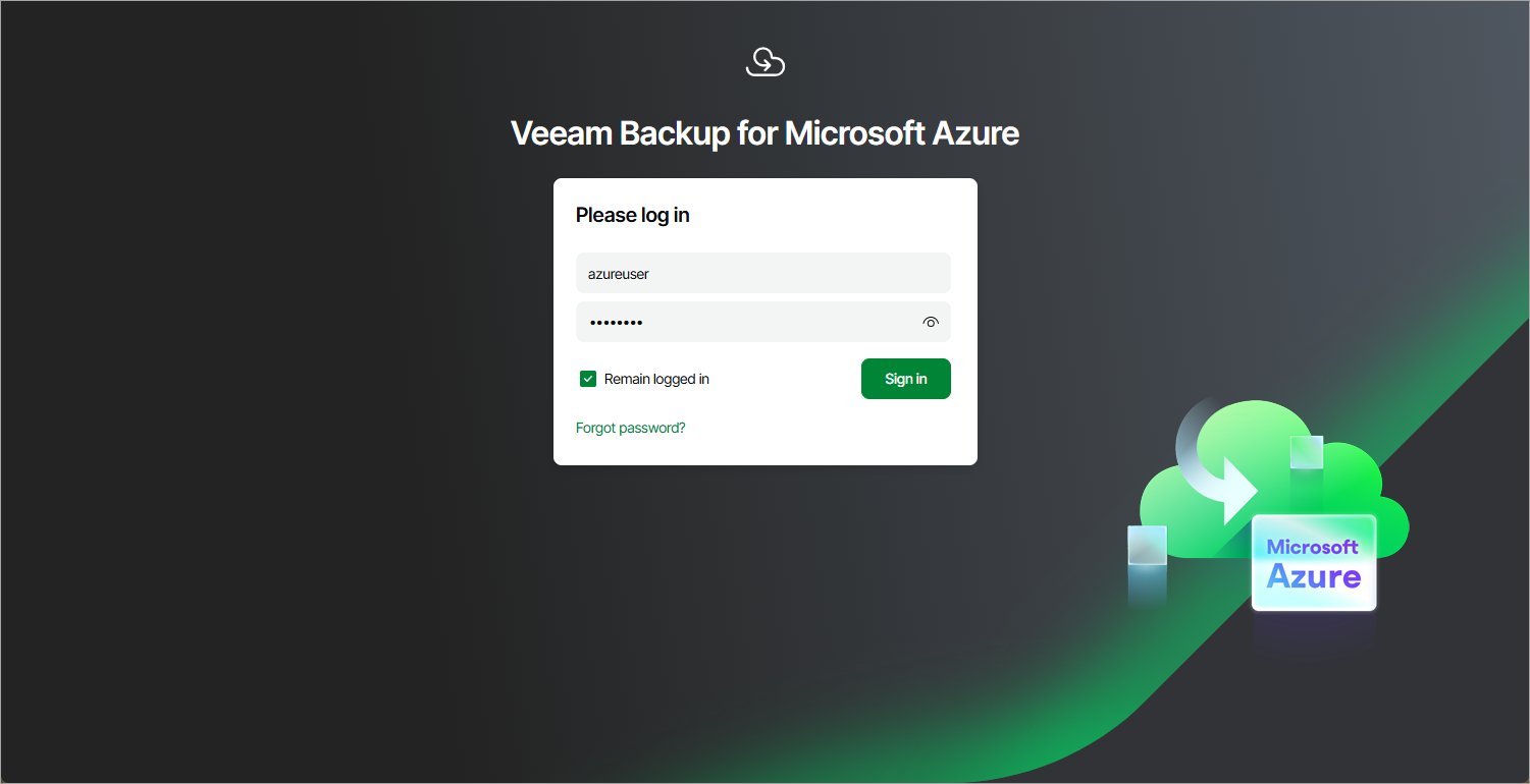 Accessing Veeam Backup for Microsoft Azure