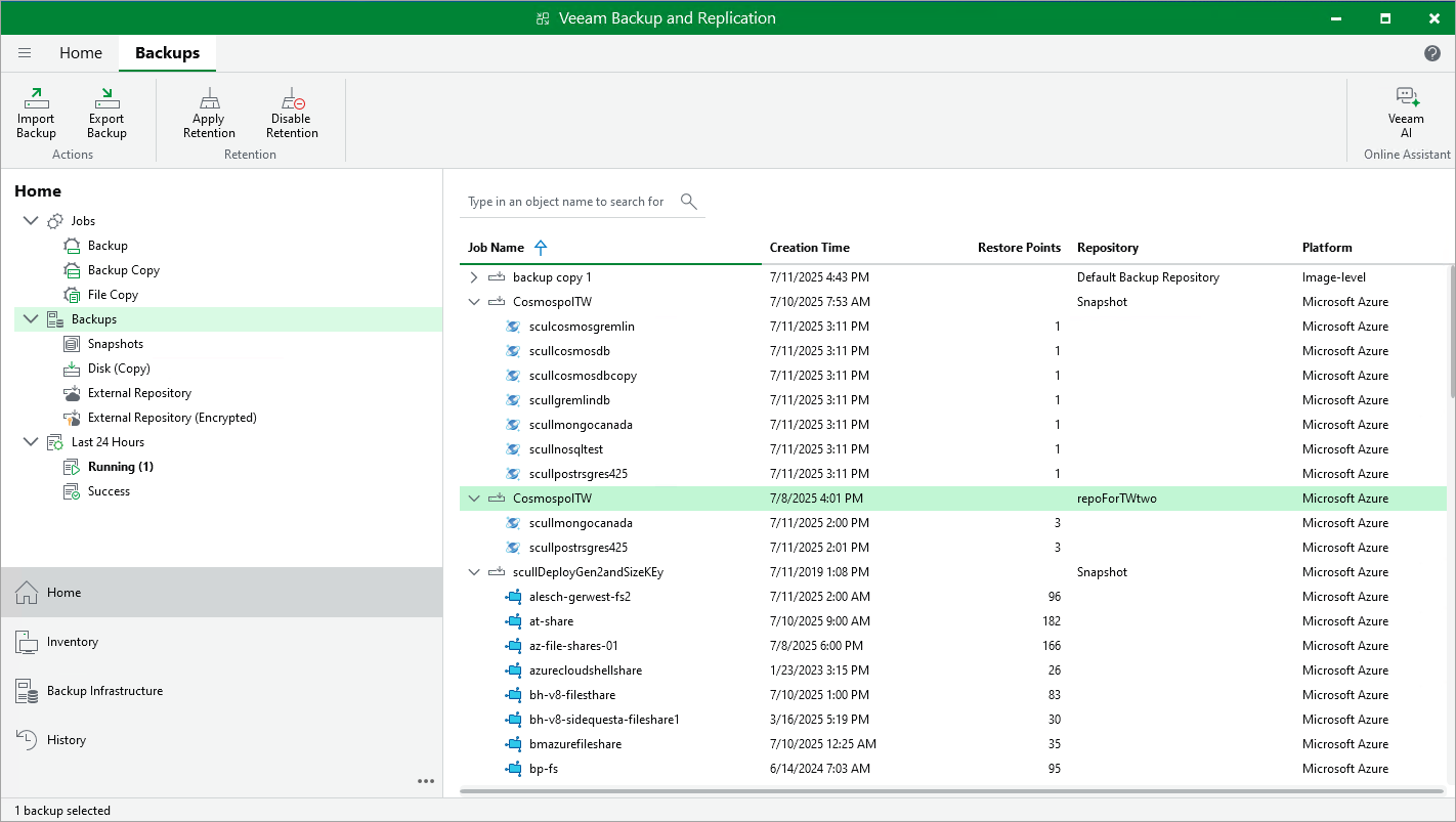 Manage backed-up data