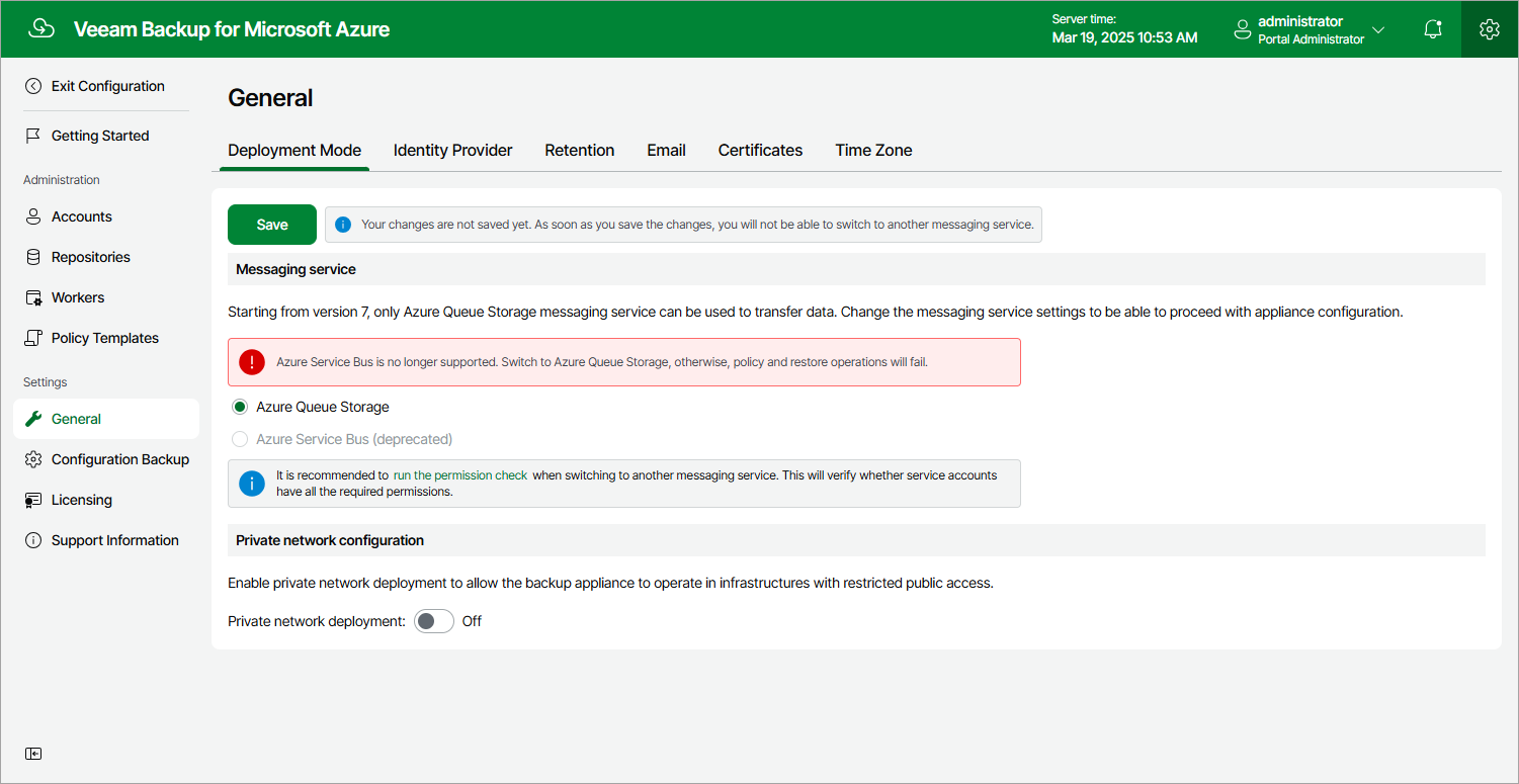 Configuring Messaging Service