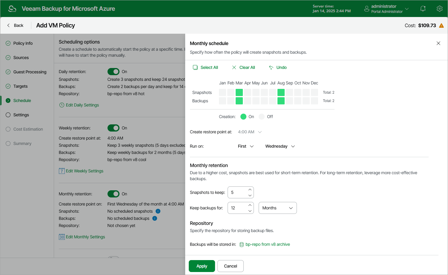 Adding Backup Policy