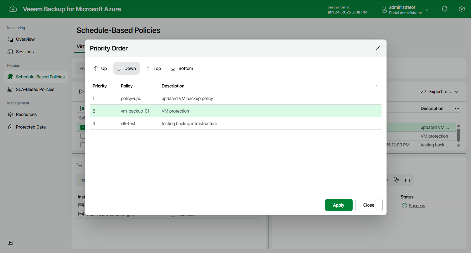 Setting Backup Policy Priority