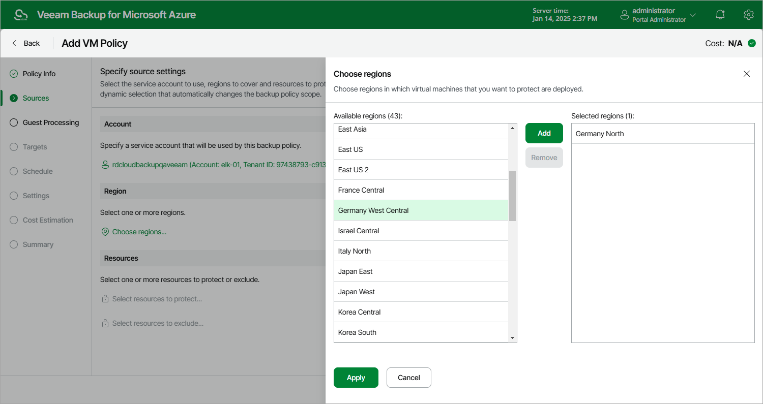 Adding Backup Policy