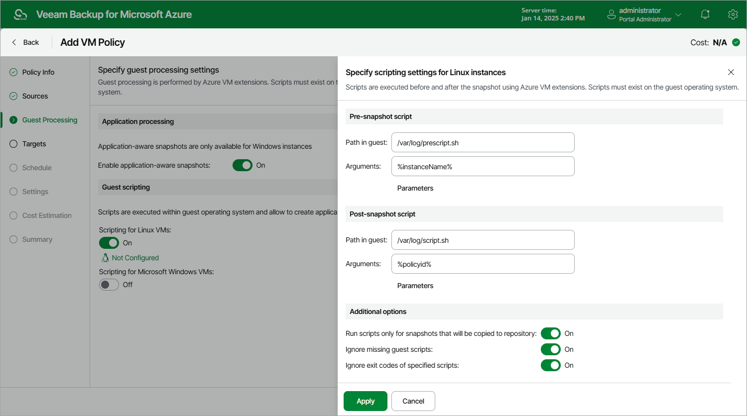 Adding Backup Policy