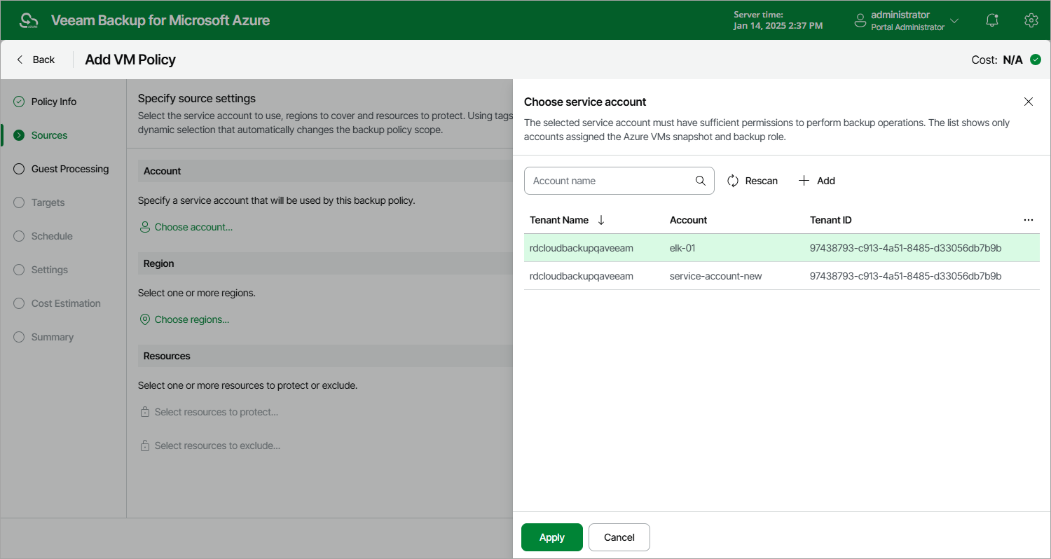 Adding Backup Policy