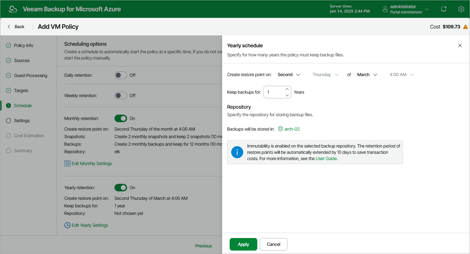 Adding Backup Policy