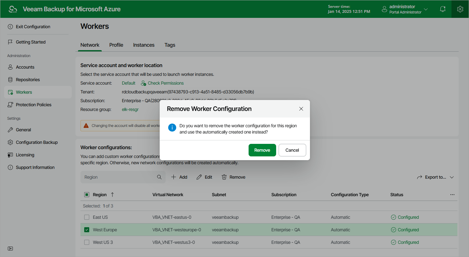 Removing Worker Configuration