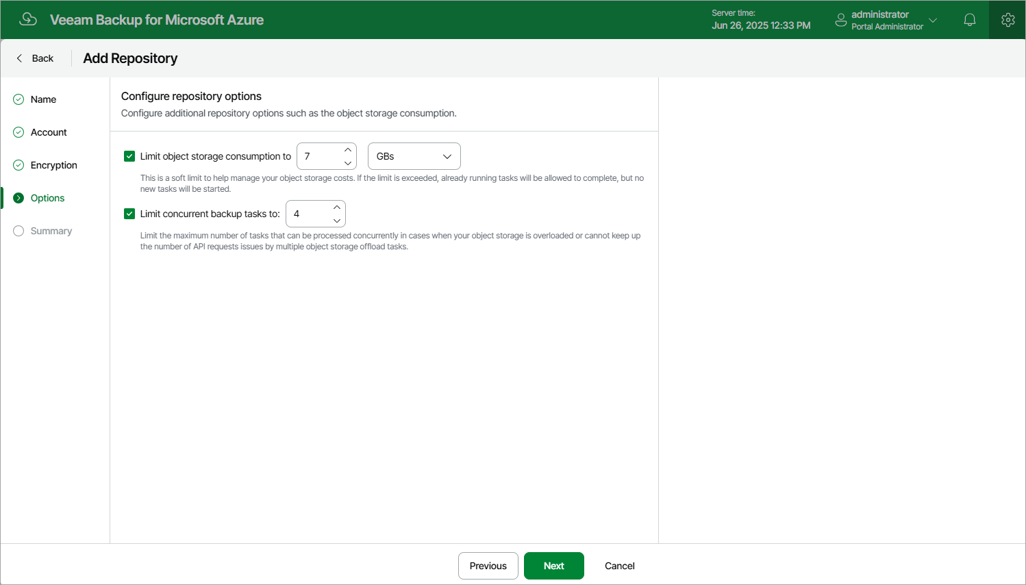 Configuring Repository Options