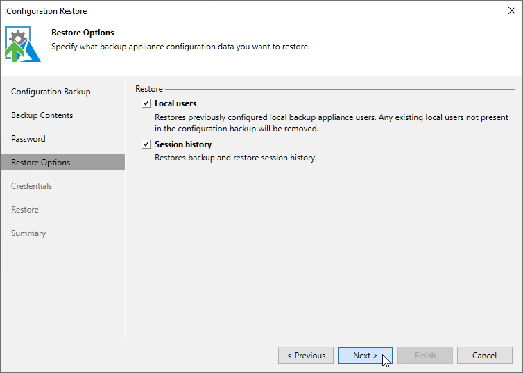 Step 5. Choose Restore Options