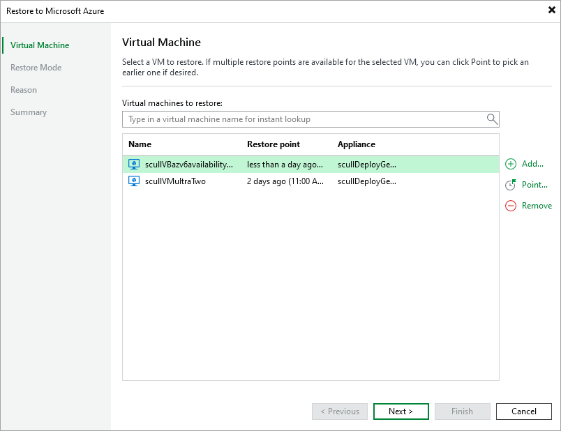 Restore to Microsoft Azure - VMs