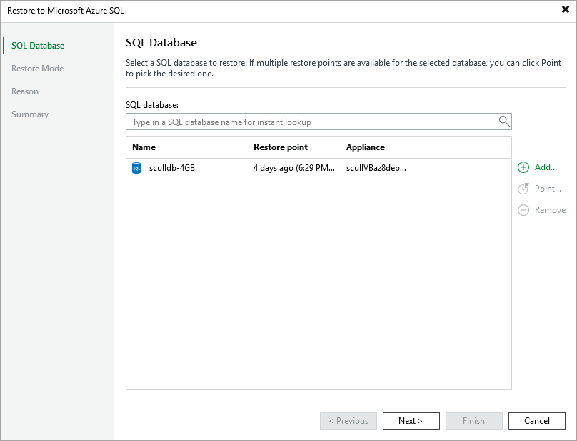 Restore to Microsoft Azure SQL - Databases