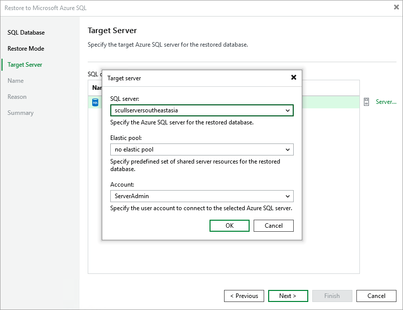 Restore to Microsoft Azure SQL - Server