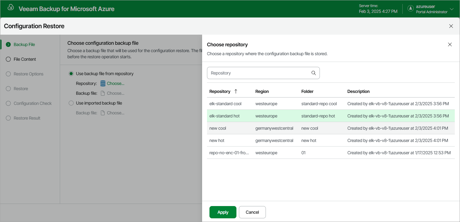 Restoring Configuration Data