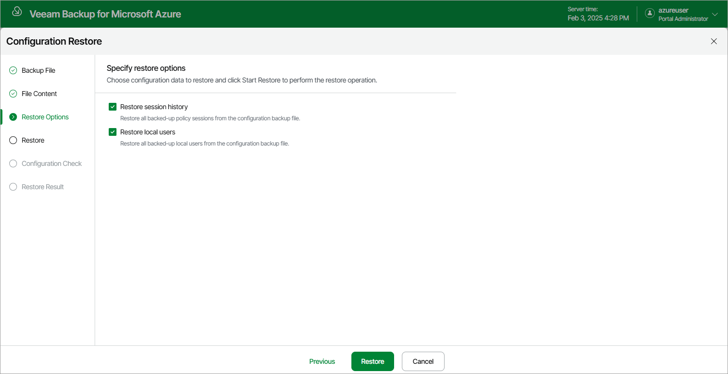 Restoring Configuration Data