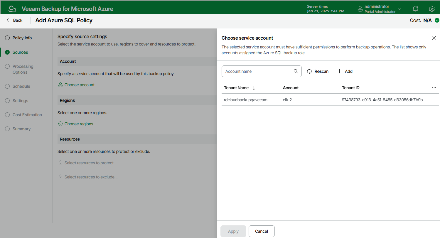 Adding Backup Policy