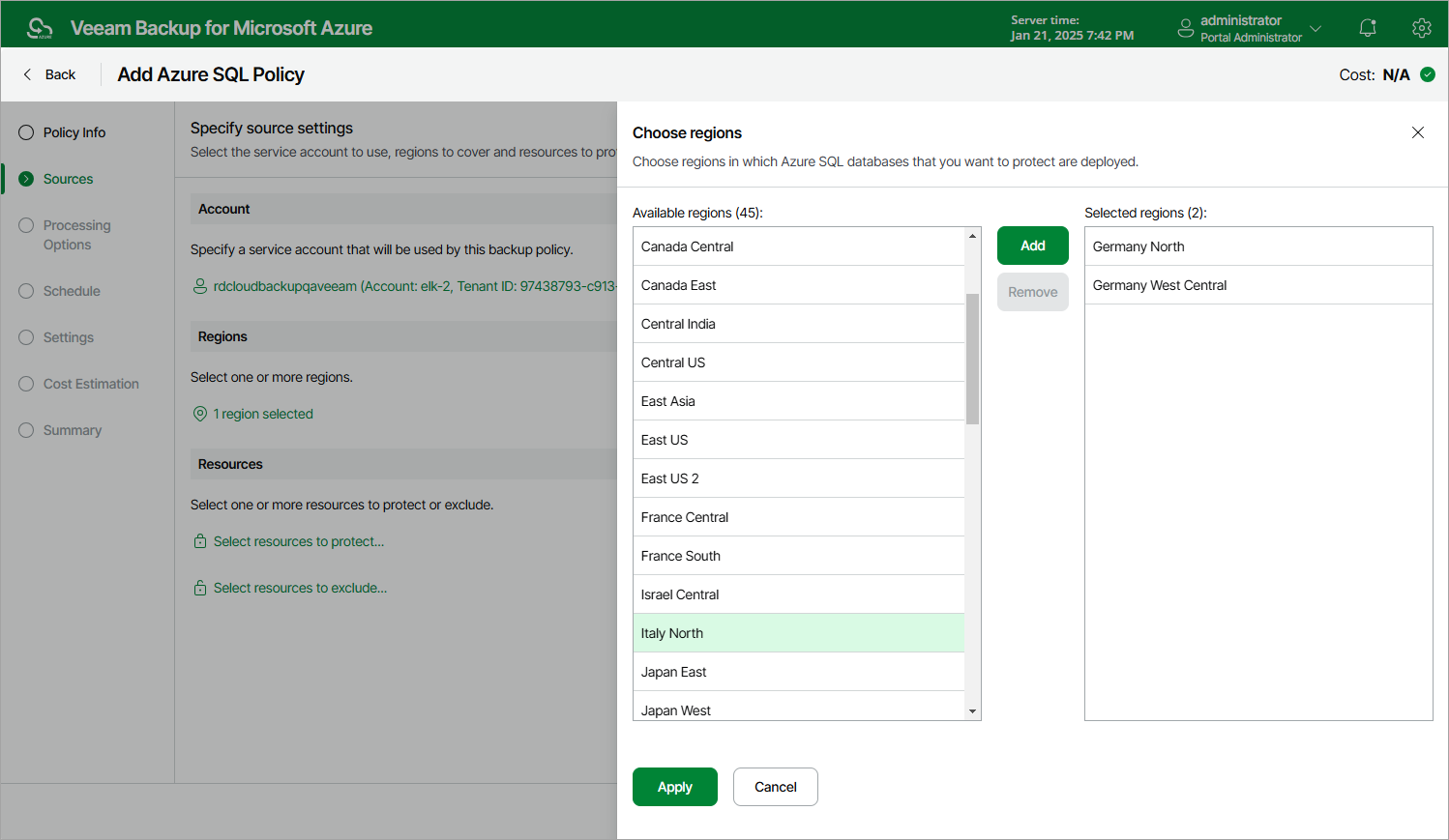 Adding Backup Policy
