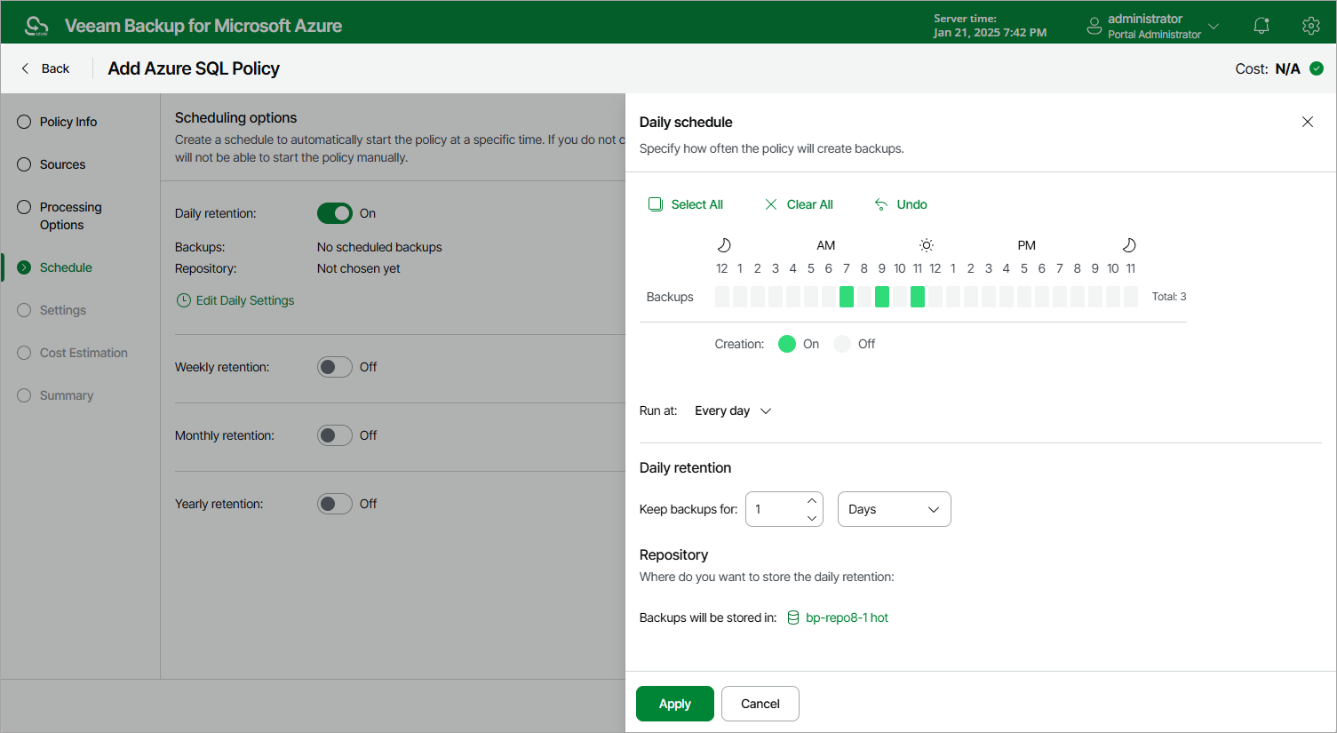 Adding Backup Policy