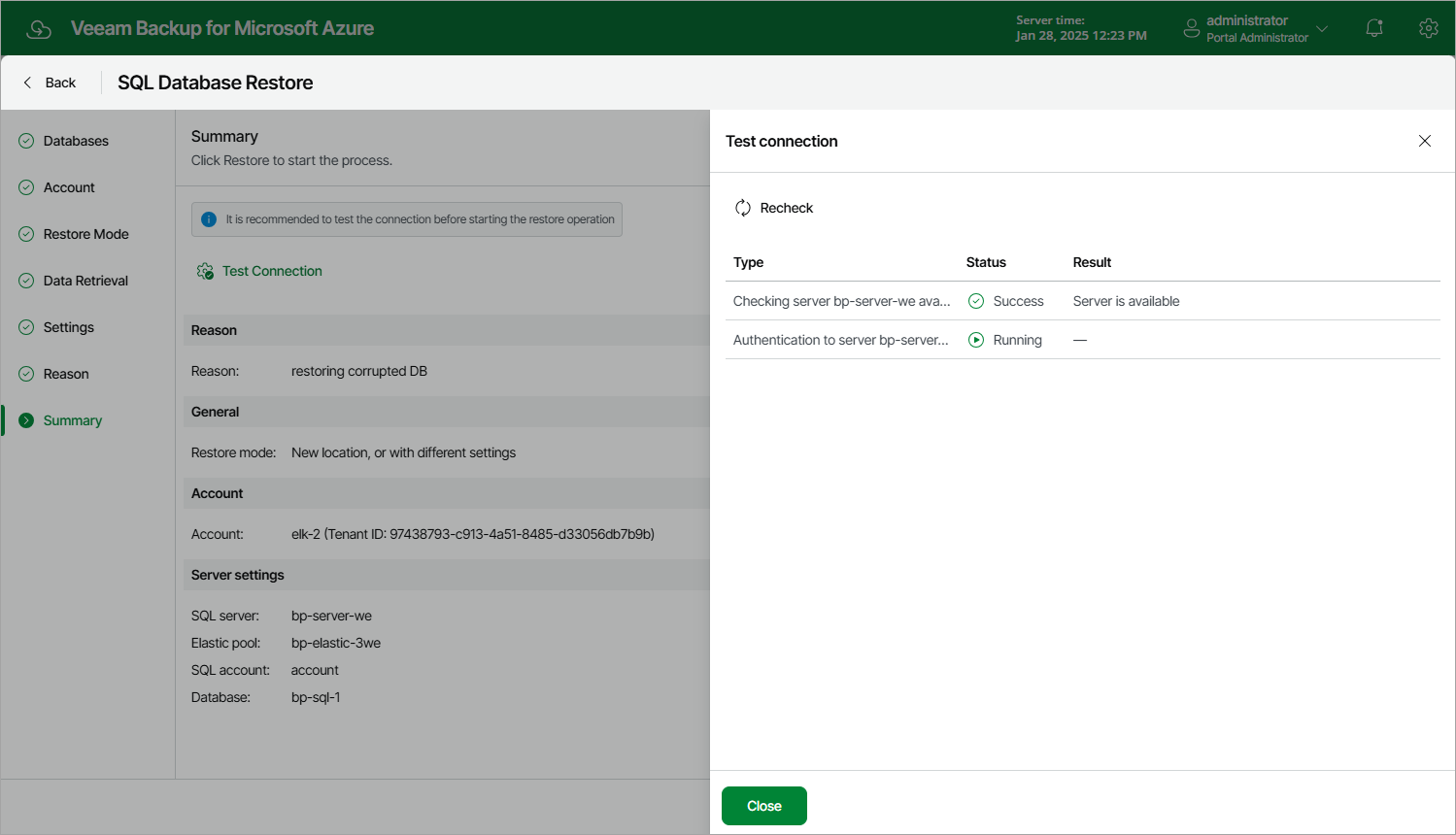 Performing SQL Restore