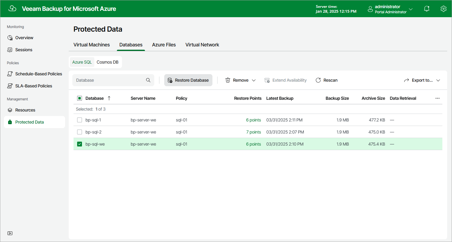 Performing SQL Restore