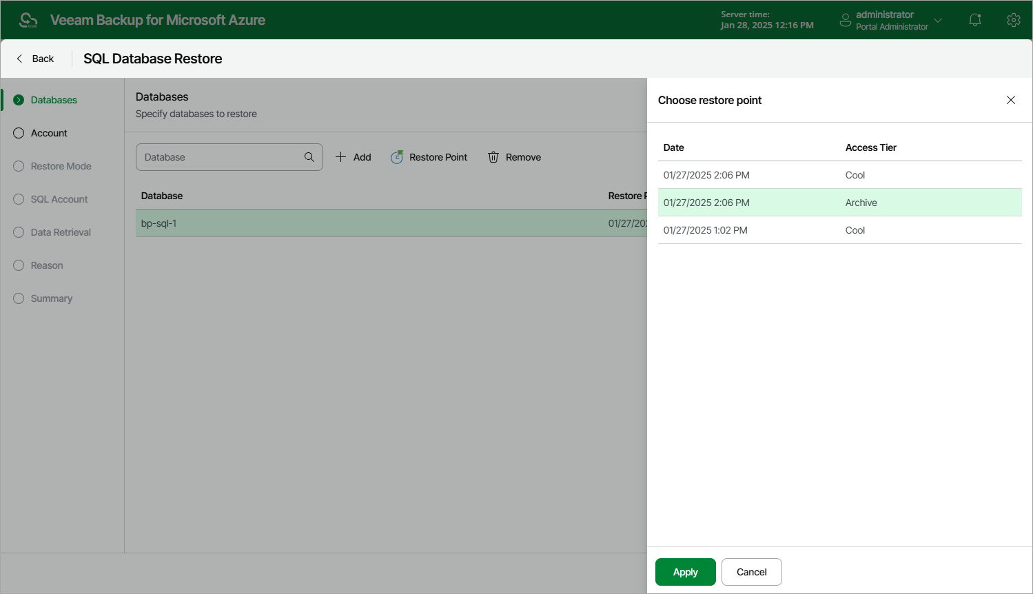 Performing SQL Restore