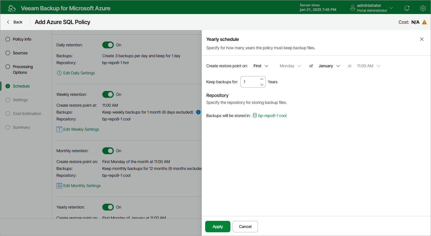 Adding Backup Policy