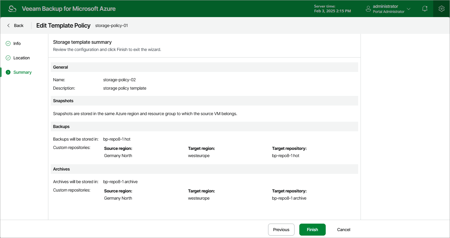 Editing Backup Policy Settings