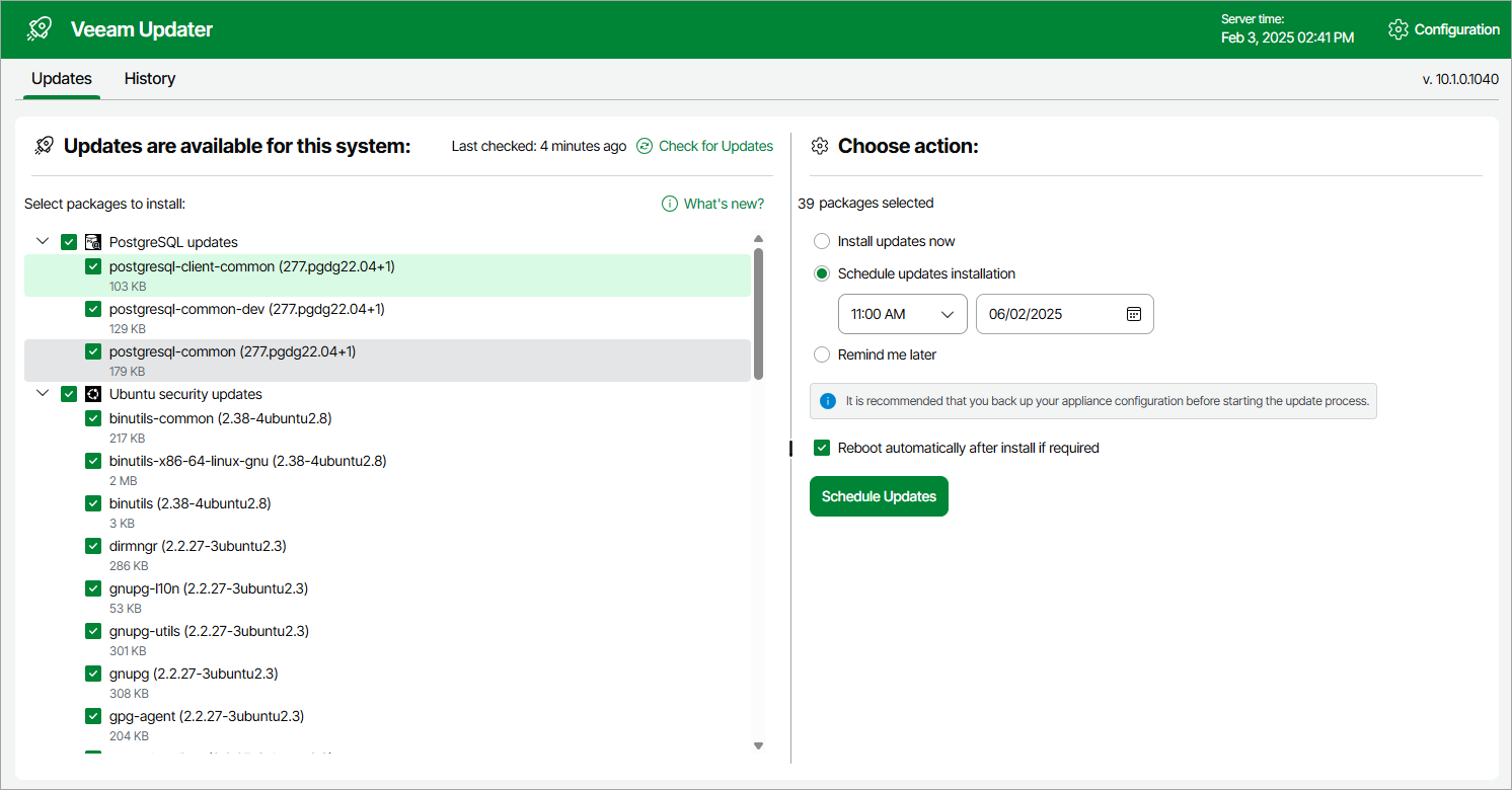 Scheduling Updates