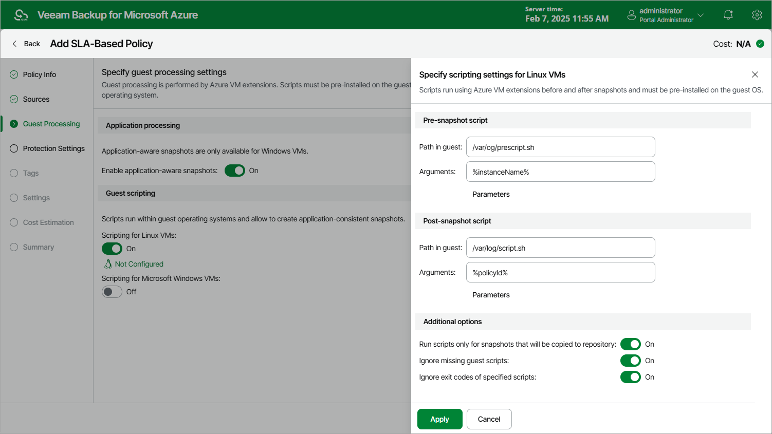 Adding Backup Policy