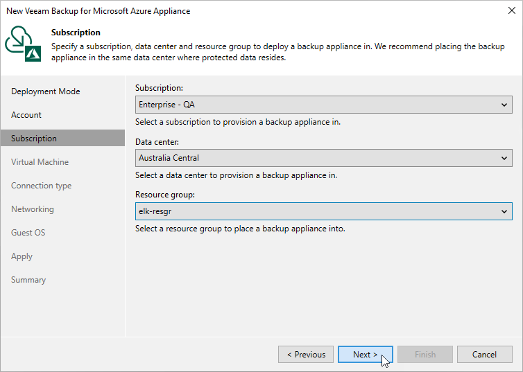 Step 4. Specify Subscription