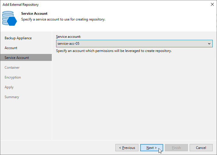 Step 4. Specify Service Account