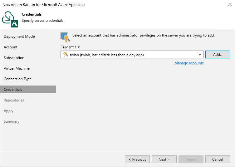 Step 7. Specify User Credentials