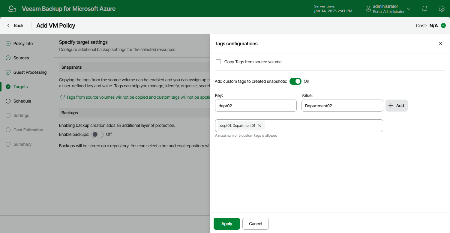 Adding Backup Policy