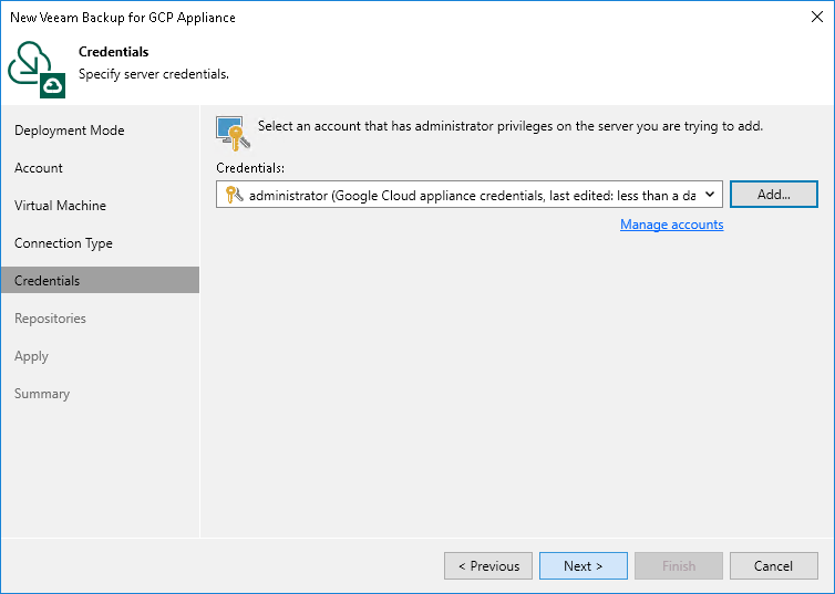 Step 6. Specify Credentials