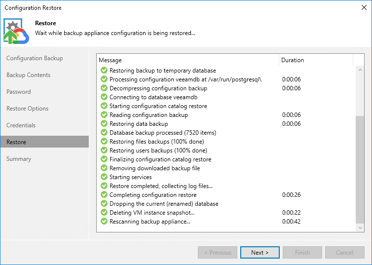 Step 7. Review Restore Session Details