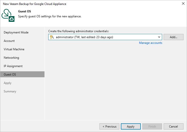 Step 7. Specify User Credentials
