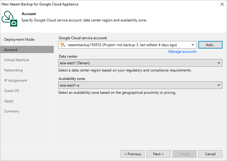Step 3. Specify Service Account Settings